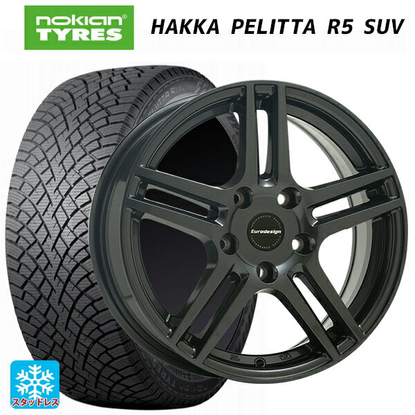 ルノー キャプチャー(HJB系)用 215/60R17 100R XL ノキアン ハッカペリッタR5 SUV 阿部商会 ユーロデザイン アイガー ガンメタリック 新品スタッドレスタイヤホイール 4本セット