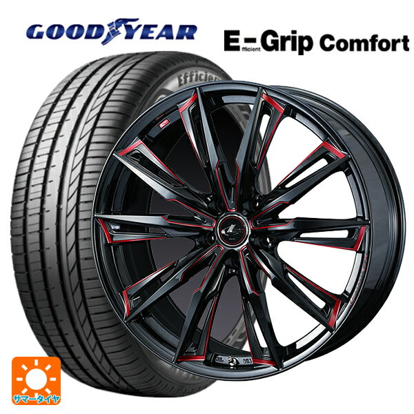 【6/15〜16限定 全品P5倍＆クーポン】235/55R19 101W グッドイヤー エフィシェントグリップ コンフォート ウェッズ レオニス GX BK/SC(RED) 19-8J 国産車用 サマータイヤホイール4本セット