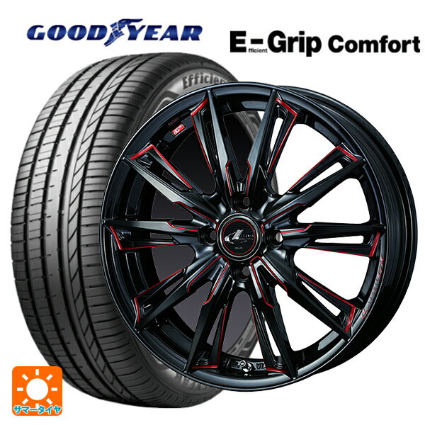 【6/15〜16限定 全品P5倍＆クーポン】165/50R15 73V グッドイヤー エフィシェントグリップ コンフォート ウェッズ レオニス GX BK/SC(RED) 15-4.5J 国産車用 サマータイヤホイール4本セット