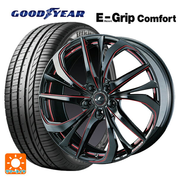 【6/11 1:59迄 全品ポイント5倍】235/55R19 101W グッドイヤー エフィシェントグリップ コンフォート ウェッズ レオニス TE BK/SC(RED) 19-8J 国産車用 サマータイヤホイール4本セット