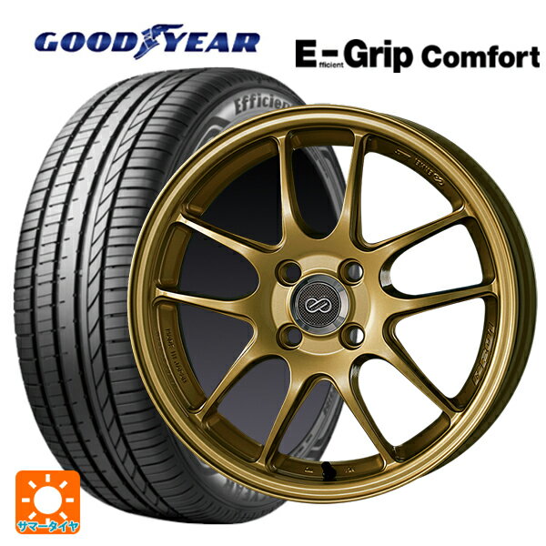 【最大3万円OFFクーポン 5/16 1:59迄】165/45R16 74V XL グッドイヤー エフィシェントグリップ コンフォート エンケイ パフォーマンスライン PF01 ゴールド 16-5J 国産車用 サマータイヤホイール4本セット