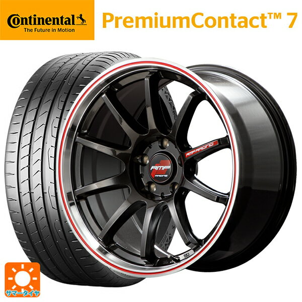 ミツビシ アウトランダーPHEV(5LA GNOW)用 235/60R18 107V XL コンチネンタル プレミアムコンタクト 7 正規品 エムアイディー MIDレーシング R10 # クリスタルブラック/リムポリッシュ+レッド 新品サマータイヤホイール 4本セット