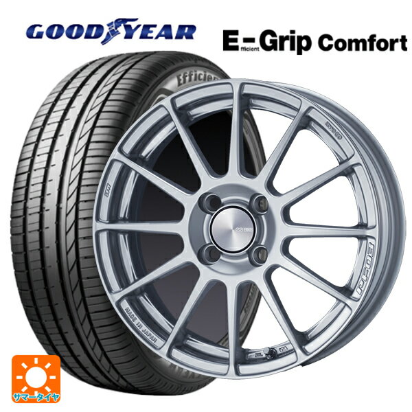 【6/15〜16限定 全品P5倍＆クーポン】165/55R15 75V グッドイヤー エフィシェントグリップ コンフォート # エンケイ パフォーマンスライン PF03 スパークルシルバー 15-5J 国産車用 サマータイヤホイール4本セット
