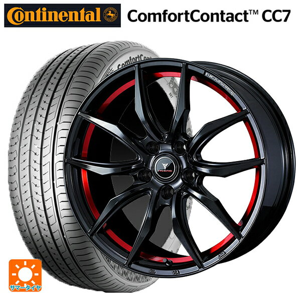 トヨタ アルファード(30系)用 225/60R17 99V コンチネンタル コンフォートコンタクト CC7 正規品 ウェッズ ノヴァリス ローグ VF ピアノブラック/レッドライン 新品サマータイヤホイール 4本セット