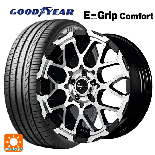 ミツビシ デリカD5(3DA系)用 225/55R18 98V グッドイヤー エフィシェントグリップ コンフォート エムアイディー ナイトロパワー M28バレットエス ブラック/ミラーカット 新品サマータイヤホイール 4本セット