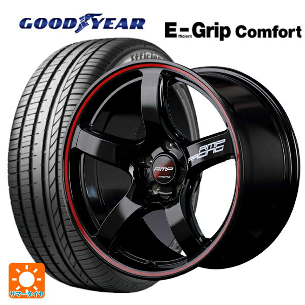 【6/20限定 全品P5倍＆クーポン】245/40R18 97W XL グッドイヤー エフィシェントグリップ コンフォート # エムアイディー MIDレーシング R50 ブラック/リムレッドライン 18-8J 国産車用 サマータイヤホイール4本セット