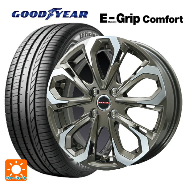 185/55R16 83V グッドイヤー エフィシェントグリップ コンフォート ビックウェイ レイシーン プラバ 5X BR/P 16-6J 国産車用 サマータイヤホイール4本セット