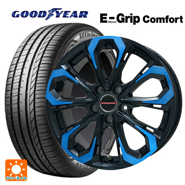 スバル レヴォーグ(VN系)用 245/40R18 97W XL グッドイヤー エフィシェントグリップ コンフォート レイシーン プラバ 5X ブルークリア 新品サマータイヤホイール 4本セット