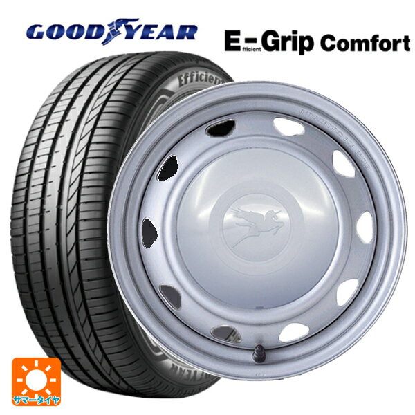 【6/15〜16限定 全品P5倍＆クーポン】165/55R14 72V グッドイヤー エフィシェントグリップ コンフォート ウェッズ キャロウィン PC453F スチール(シルバー) 14-4.5J 国産車用 サマータイヤホイール4本セット