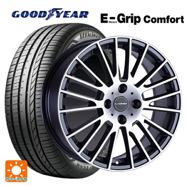 ルノー ルーテシア(BJA系)用 195/55R16 87V グッドイヤー エフィシェントグリップ コンフォート 阿部商会 ユーロデザイン カルヴァー ガンメタリック＋ポリッシュ 新品サマータイヤホイール 4本セット