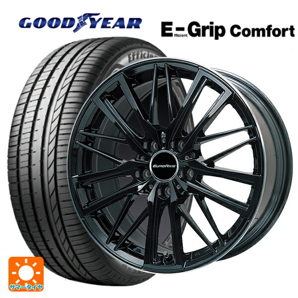 【6/22 20時〜 全品P5倍＆クーポン】アウディ A6(F2D系)用 245/50R18 100W グッドイヤー エフィシェントグリップ コンフォート ユーロアクシス ガヤ W5 グロスブラックリムポリッシュ 新品サマータイヤホイール 4本セット