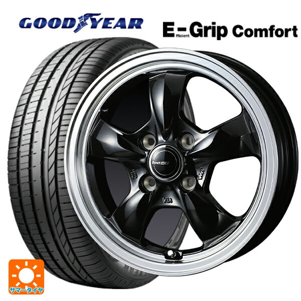165/60R14 75H グッドイヤー エフィシェントグリップ コンフォート ウェッズ グラフト 5S ブラックリムポリッシュ 14-4.5J 国産車用 サマータイヤホイール4本セット