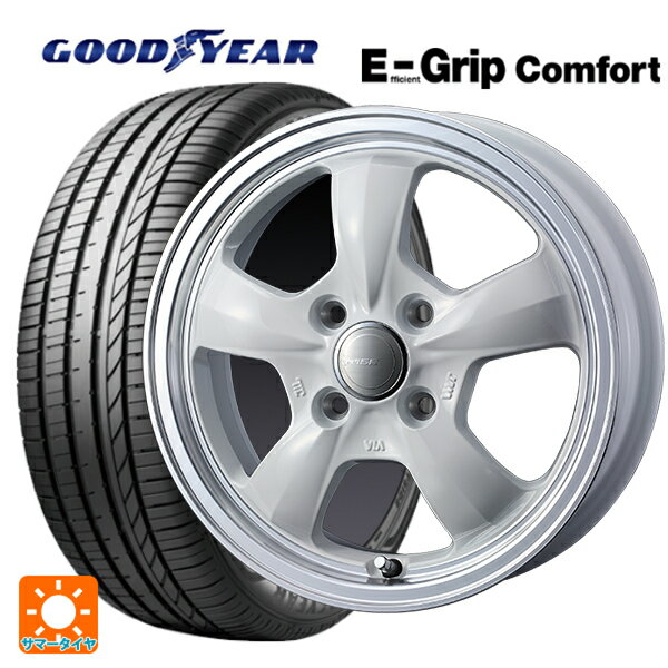 【6/15〜16限定 全品P5倍＆クーポン】165/50R15 73V グッドイヤー エフィシェントグリップ コンフォート ウェッズ グラフト 5S ホワイトリムポリッシュ 15-4.5J 国産車用 サマータイヤホイール4本セット