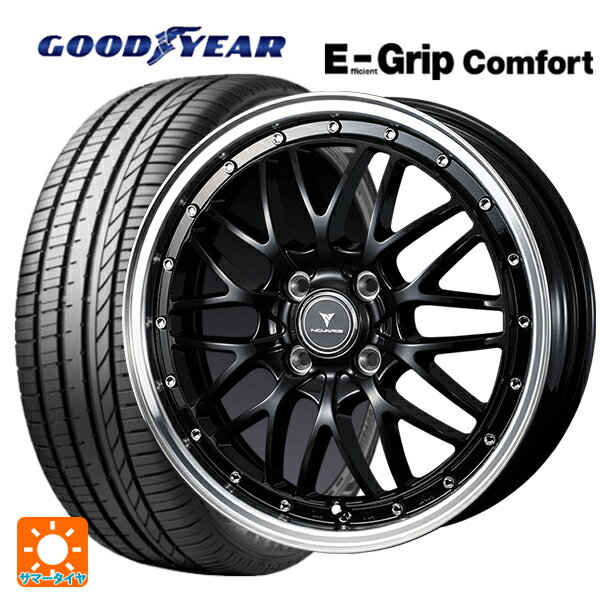 【6/22 20時〜 全品P5倍＆クーポン】165/45R16 74V XL グッドイヤー エフィシェントグリップ コンフォート ウェッズ ノヴァリス アセットエムワン ブラック/リムポリッシュ 16-5J 国産車用 サマータイヤホイール4本セット