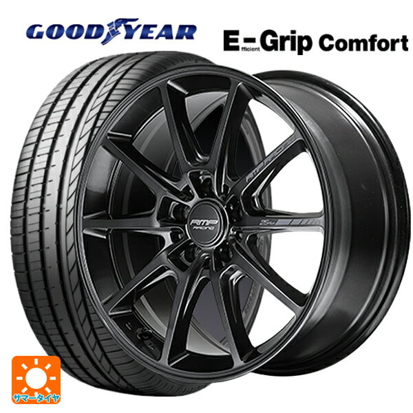 【6/22 20時〜 全品P5倍＆クーポン】215/45R17 91W XL グッドイヤー エフィシェントグリップ コンフォート # エムアイディー MIDレーシング R25 プラス ディープチタンシルバー 17-7J 国産車用 サマータイヤホイール4本セット