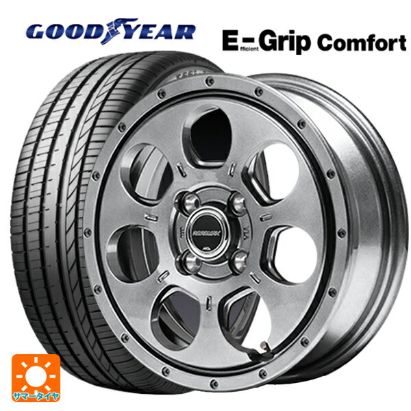 【6/11 1:59迄 全品ポイント5倍】165/55R15 75V グッドイヤー エフィシェントグリップ コンフォート # エムアイディー MIDホイール マッドエージェント メタリックグレー 15-4.5J 国産車用 サマータイヤホイール4本セット