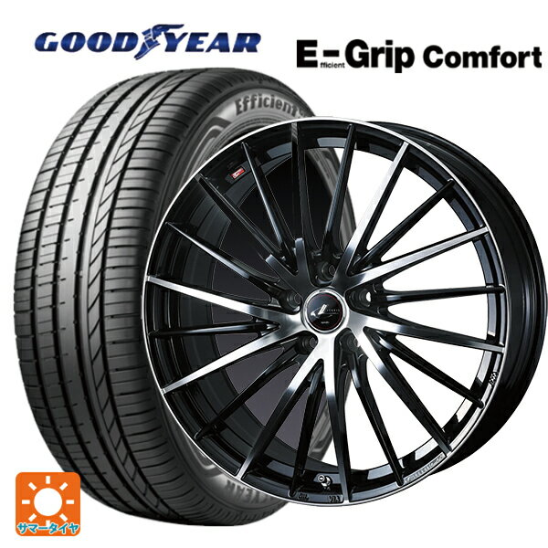 225/40R19 93W XL グッドイヤー エフィシェントグリップ コンフォート ウェッズ レオニス FR パールブラックミラーカット 19-8J 国産車用 サマータイヤホイール4本セット