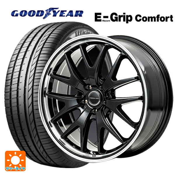 【6/22 20時〜 全品P5倍＆クーポン】225/40R19 93W XL グッドイヤー エフィシェントグリップ コンフォート エムアイディー MIDホイール エグゼ7 グロスブラック/ラインポリッシュ 19-8J 国産車用 サマータイヤホイール4本セット