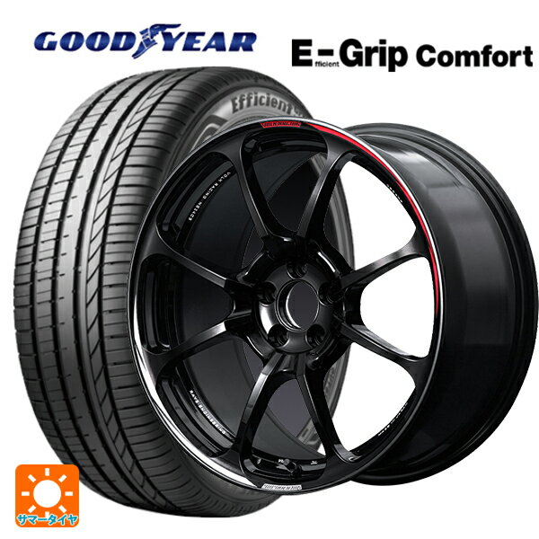 【最大3万円OFFクーポン 5/16 1:59迄】215/45R18 93W XL グッドイヤー エフィシェントグリップ コンフォート レイズ ボルクレーシング NE24 クラブスポーツ BK 18-7.5J 国産車用 サマータイヤホイール4本セット