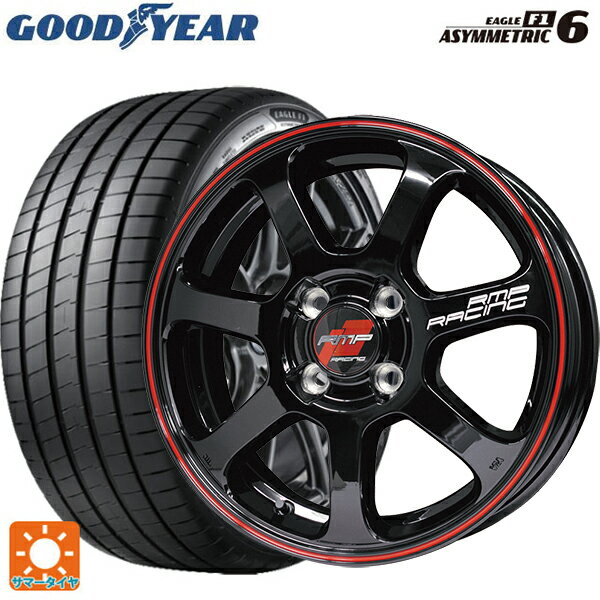 【6/22 20時〜 全品P5倍＆クーポン】アウディ SQ2(GAD系)用 235/45R18 98Y XL グッドイヤー イーグル F1 アシメトリック6 # エムアイディー MIDレーシング R07 ブラック/リムレッドライン 新品サマータイヤホイール 4本セット