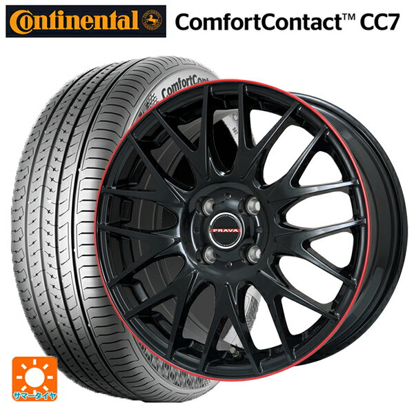 【6/22 20時〜 全品P5倍＆クーポン】195/55R15 85V コンチネンタル コンフォートコンタクト CC7 正規品 ビックウェイ レイシーン プラバ 9M Jr2 GBK/RDリム 15-6J 国産車用 サマータイヤホイール4本セット