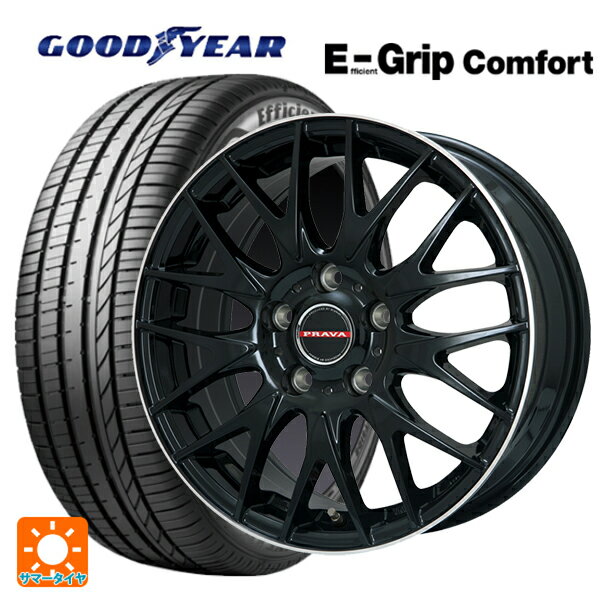 【6/22 20時〜 全品P5倍＆クーポン】205/55R16 91V グッドイヤー エフィシェントグリップ コンフォート ビックウェイ レイシーン プラバ 9M Jr2 GBK/リムP 16-6.5J 国産車用 サマータイヤホイール4本セット