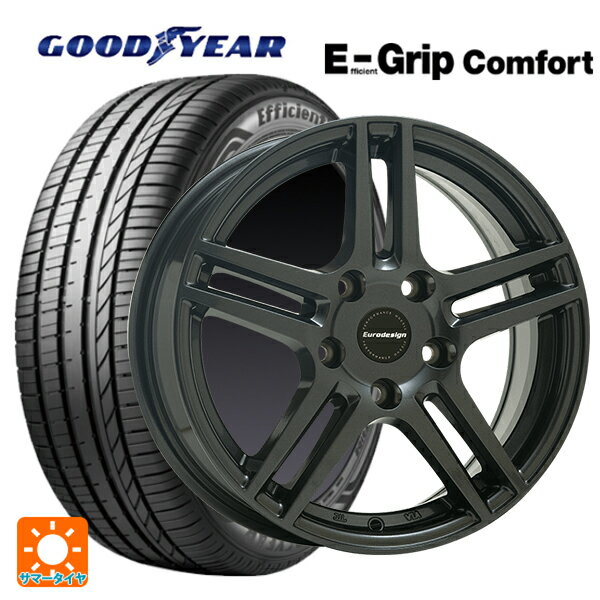 ルノー キャプチャー(HJB系)用 2025年製 215/60R17 96H グッドイヤー エフィシェントグリップ コンフォート 阿部商会 ユーロデザイン アイガー ガンメタリック 新品サマータイヤホイール 4本セット