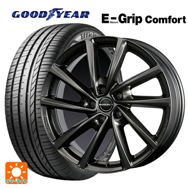 ジープ レネゲード 4xe(BV系)用 215/55R18 95V グッドイヤー エフィシェントグリップ コンフォート ボルベット タイプ V ミストラルアンスラサイトグロッシー 新品サマータイヤホイール 4本セット