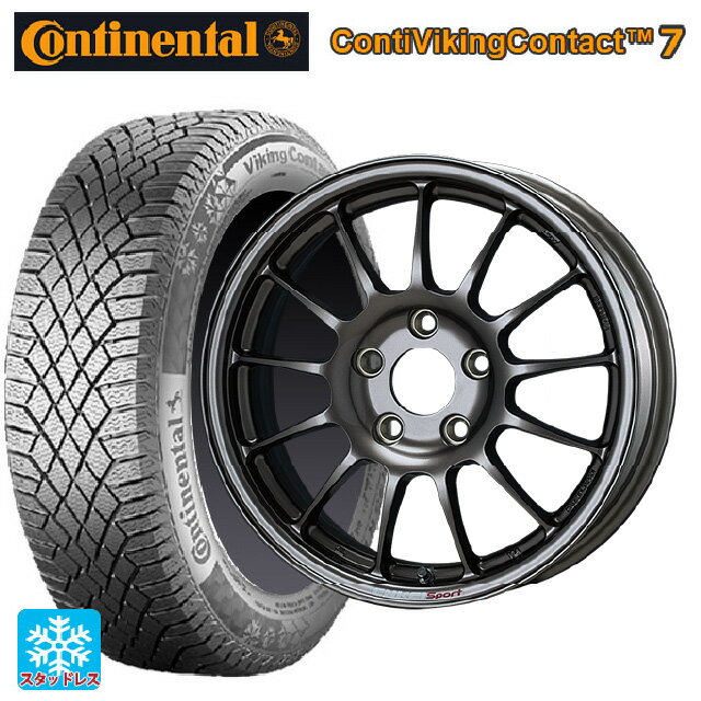 195/65R15 95T XL コンチネンタル コンチバイキングコンタクト7 正規品 エンケイ エンケイスポーツ RC-T5 Dark Silver 15-6J 国産車用 スタッドレスタイヤホイール4本セット