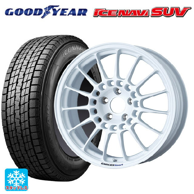 スバル レガシィアウトバック(BS系)用 225/65R17 102Q グッドイヤー アイスナビ SUV # エンケイ エンケイスポーツ RC-T5 White 新品スタッドレスタイヤホイール 4本セット