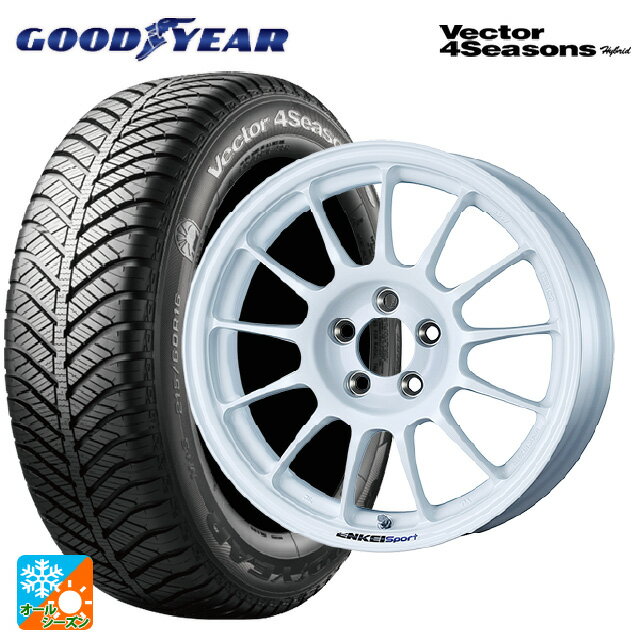 【6/22 20時〜 全品P5倍＆クーポン】185/60R15 84H グッドイヤー ベクターフォーシーズンズ ハイブリッド エンケイ エンケイスポーツ RC-T5 White 15-6J 国産車用 オールシーズンタイヤホイール4本セット