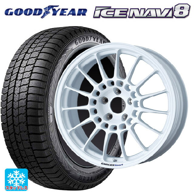 225/45R18 95Q XL グッドイヤー アイスナビ8 エンケイ エンケイスポーツ RC-T5 White 18-8J 国産車用 スタッドレスタイヤホイール4本セット