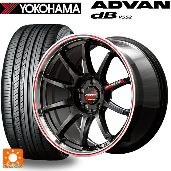 ミツビシ アウトランダーPHEV(5LA GNOW)用 235/60R18 107W XL ヨコハマ アドバンデシベル V552 for SUV 正規品 エムアイディー MIDレーシング R10 # クリスタルブラック/リムポリッシュ+レッド 新品サマータイヤホイール 4本セット