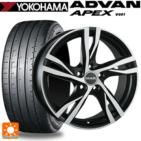 【6/22 20時〜 全品P5倍＆クーポン】ジャガー XF スポーツブレイク(JB系)用 245/45R18 100Y XL ヨコハマ アドバン アペックス V601 正規品 阿部商会 マック ストックホルム アイスブラック 新品サマータイヤホイール 4本セット