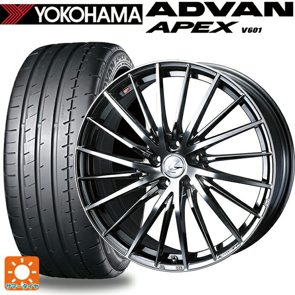 225/40R19 93Y XL ヨコハマ アドバン アペックス V601 ウェッズ レオニス FR ブラックメタルコートミラーカット 19-8J 国産車用 サマータイヤホイール4本セット