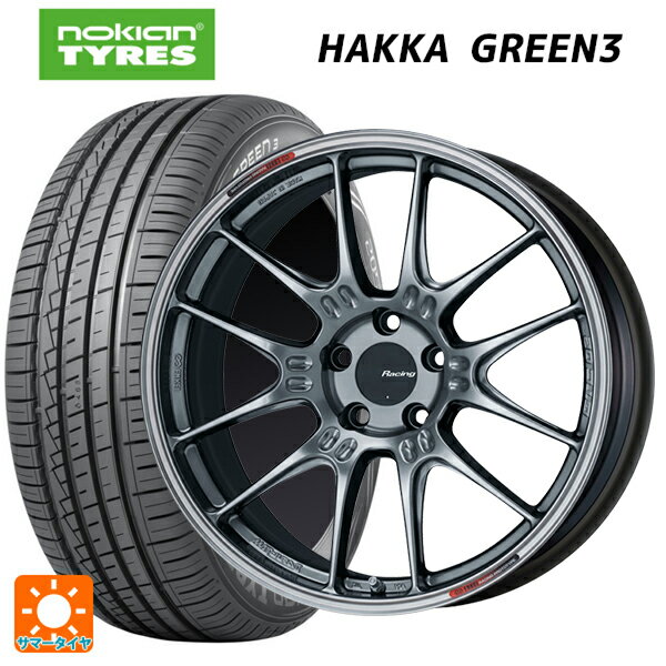 【6/15〜16限定 全品P5倍＆クーポン】215/55R17 94V ノキアン ハッカ グリーン3 エンケイ レーシング GTC02 ハイパーシルバー 17-7.5J 国産車用 サマータイヤホイール4本セット