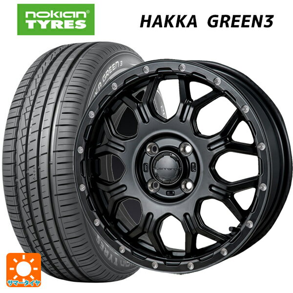 【6/22 20時〜 全品P5倍＆クーポン】155/65R14 75T ノキアン ハッカ グリーン3 ジャパン三陽 ハイブロック ジェラード サテンBK/リーミング 14-4.5J 国産車用 サマータイヤホイール4本セット