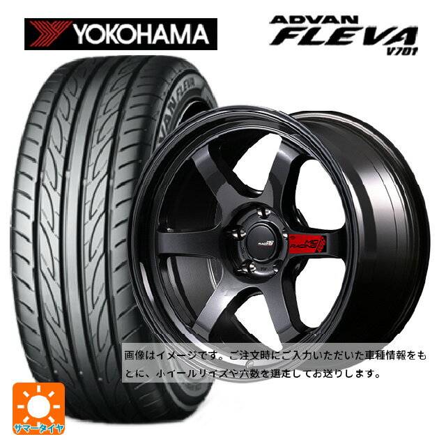 【6/20限定 全品P5倍＆クーポン】195/55R15 85V ヨコハマ アドバン フレバ V701 正規品 エムアイディー MIDレーシング R06 クリスタルブラック 15-7J 国産車用 サマータイヤホイール4本セット