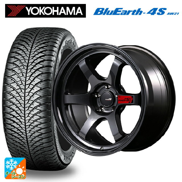 215/50R18 92V ヨコハマ ブルーアース4S AW21 エムアイディー MIDレーシング R06 # クリスタルブラック 18-7.5J 国産車用 オールシーズンタイヤホイール4本セット