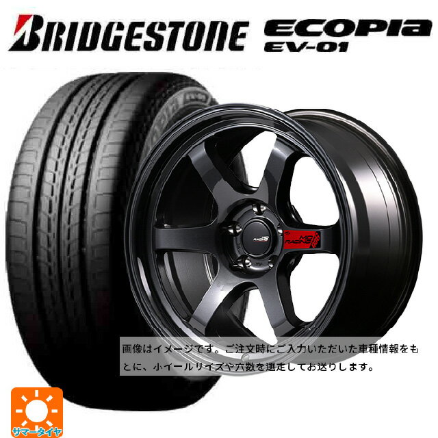 【6/22 20時〜 全品P5倍＆クーポン】175/55R15 77V ブリヂストン エコピア EV-01 正規品 エムアイディー MIDレーシング R06 クリスタルブラック 15-7J 国産車用 サマータイヤホイール4本セット