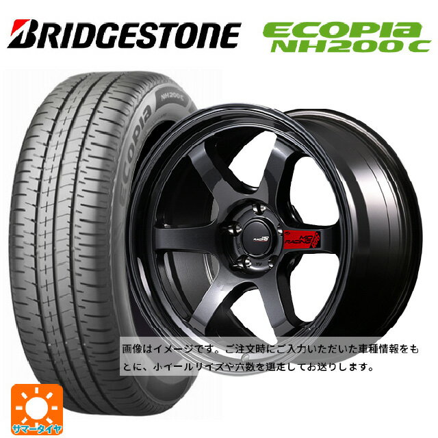 【6/22 20時〜 全品P5倍＆クーポン】175/55R15 77V ブリヂストン エコピア NH200C 正規品 # エムアイディー MIDレーシング R06 クリスタルブラック 15-7J 国産車用 サマータイヤホイール4本セット
