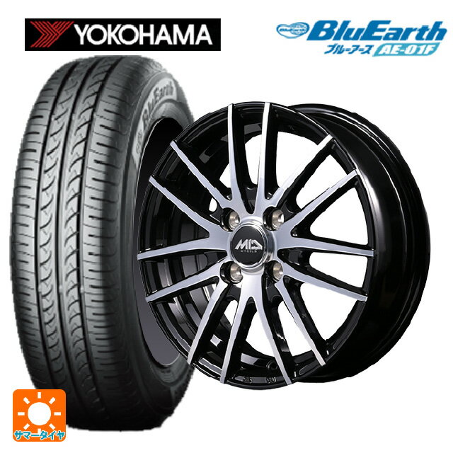 【6/15〜16限定 全品P5倍＆クーポン】185/55R16 83V ヨコハマ ブルーアース AE01F エムアイディー MIDホイール RX14 ブラックポリッシュ 16-6J 国産車用 サマータイヤホイール4本セット