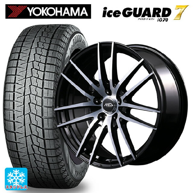 225/45R18 95Q ヨコハマ アイスガード7(IG70) エムアイディー MIDホイール RX14 ブラックポリッシュ 18-8J 国産車用 スタッドレスタイヤホイール4本セット