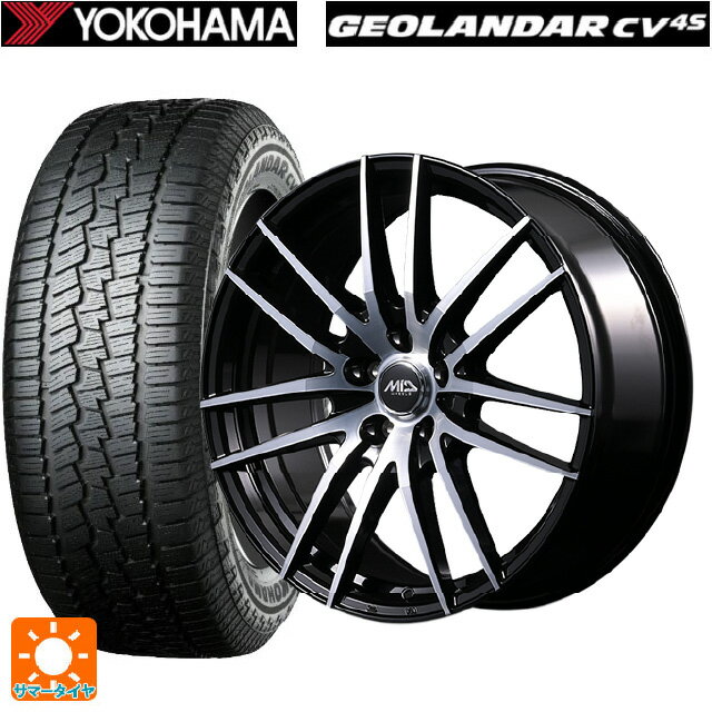 215/60R17 96V ヨコハマ ジオランダー CV G058 正規品 エムアイディー MIDホイール RX14 ブラックポリッシュ 17-7J 国産車用 サマータイヤホイール4本セット