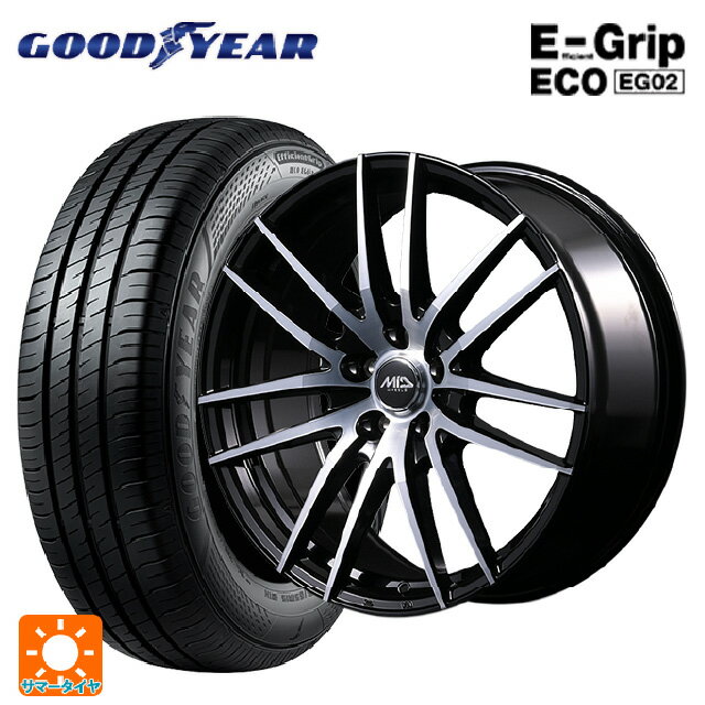 【6/22 20時〜 全品P5倍＆クーポン】175/55R15 77V グッドイヤー エフィシェントグリップ エコ EG02 # エムアイディー MIDホイール RX14 ブラックポリッシュ 15-5.5J 国産車用 サマータイヤホイール4本セット