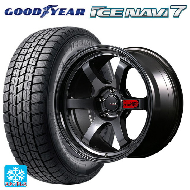 在庫有 225/45R18 91Q グッドイヤー アイスナビ7(数量限定) # エムアイディー MIDレーシング R06 # クリスタルブラック 18-8.5J 国産車用 スタッドレスタイヤホイール4本セット