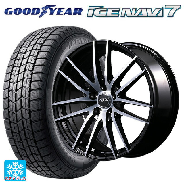 【6/15〜16限定 全品P5倍＆クーポン】215/55R17 94Q グッドイヤー アイスナビ7(数量限定) # エムアイディー MIDホイール RX14 ブラックポリッシュ 17-7J 国産車用 スタッドレスタイヤホイール4本セット