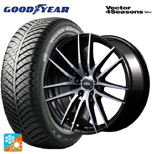 【6/22 20時〜 全品P5倍＆クーポン】205/50R17 93H XL グッドイヤー ベクターフォーシーズンズ ハイブリッド エムアイディー MIDホイール RX14 ブラックポリッシュ 17-7J 国産車用 オールシーズンタイヤホイール4本セット