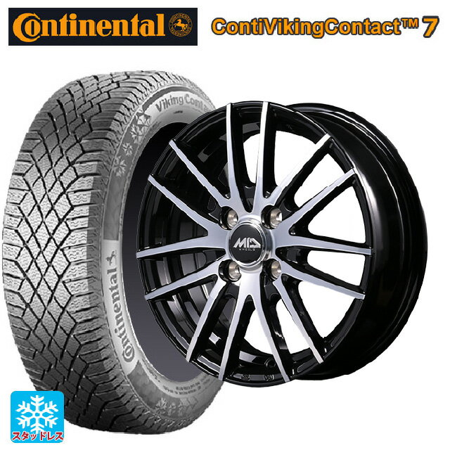 【6/22 20時〜 全品P5倍＆クーポン】155/65R14 75T コンチネンタル コンチバイキングコンタクト7 正規品 エムアイディー MIDホイール RX14 ブラックポリッシュ 14-4.5J 国産車用 スタッドレスタイヤホイール4本セット