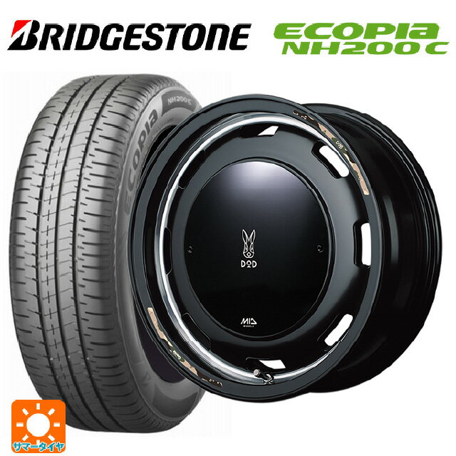 ミツビシ デリカミニ(4WD車)(B3系)用 165/60R15 77H ブリヂストン エコピア NH200C 正規品 エムアイディー ウシャリントバリ セミグロスブラック/リムヴァーレイポリッシュ 新品サマータイヤホイール 4本セット